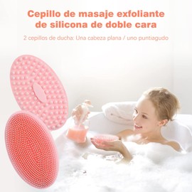 2 Piezas Cepillo Corporal de Silicona, Estropajo Corporal de Suave para Limpieza Nutritiva y Exfoliación de tu Piel, Cepillo de Ducha, Duradero y Fácil de Limpiar, Ideal para Baños Masajes (Rosa)