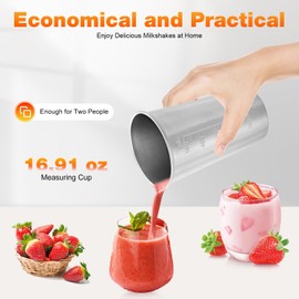 Milk Shake Machines, 2-Speed Commercial Milkshake Maker & Milk Frother with 16.9 oz Stainless Steel Cup, 100W Countertop Electric Milk Electric Drink Mixer for Milk Tea Stores,Homes(Silver)