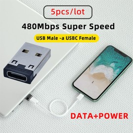 xiwai 5pcs/lot Type C USB-C Female to USB 2.0 A Male Power 480Mbps Data Adapter for Laptop Tablet Phone
