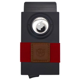 Will Fire Airbox Card Case with Money Clip and Airtag Holder, Card Holder, Card Holder, Slim Wallet, RFID Protection, black/red, Card case