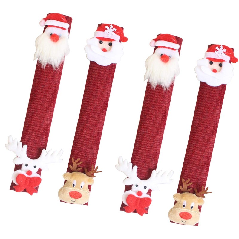 4pcs Refrigerator Handle Cover Washable Snowman Fridge Handle Cover Refrigerator