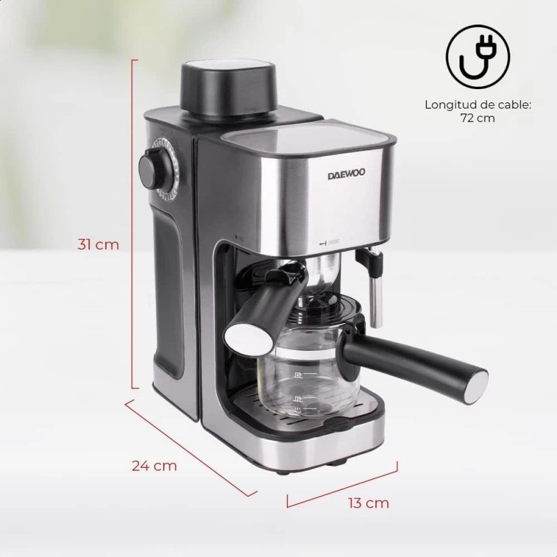 Daewoo DES-485 Espresso Machine | 2 & 4 Cups Coffee