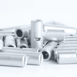 AIRIC Non Insulated Butt Connectors 8 AWG, 20 pcs Electrical Seamless Crimping Terminals, Uninsulated Wiring Crimps Connector, Bare Copper Crimp Splice Terminal for 8 Gauge Wire