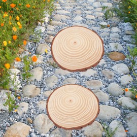 GANAZONO 2pcs Garden Stepping Stones Round Log Paver Step Stones Wood Stepping Stones for Gardens and Outdoor Flower Beds Yard Lawn Patio Pathway Walk Way