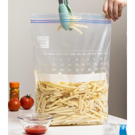 Bulk 2 Gallon Freezer Bags, 210 Count with Expandable Bottom and New Calendar Feature, Easy Fill (6 Boxes of 35)