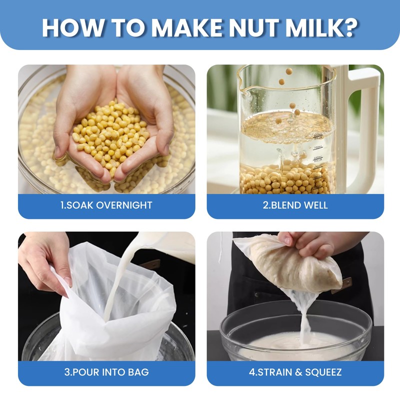 6Pcs Nut Milk Bag, Mesh Nylon Filter Strainer, Cold Brew
