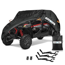 UTV Cover, Waterproof All Weather Sun-UV Snow Protector Universal for Polaris RZR Yamaha Can-Am Defender Kawasaki Ranger Cover 4-6 Passenger Black
