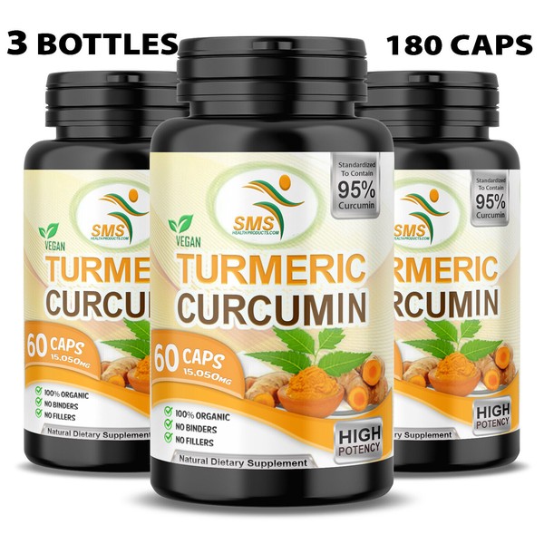 TURMERIC CURCUMIN 95% MAXIMUM Potency With Bioperine® 2000mg DAILY 180 Capsules