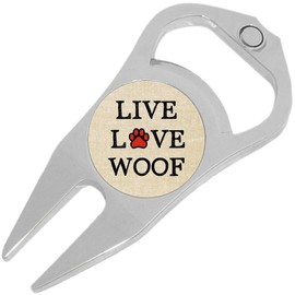 NewCharms Live Love Woof Golf Ball Marker Divot Repair Tool Bottle Opener