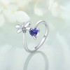 FJ Bee Ring 925 Sterling Silver Tanzanite Ring Adjustable Open