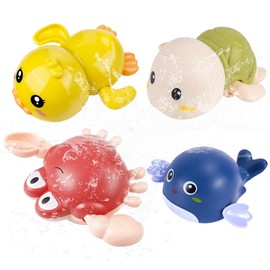 Baby Bath Toys, 4 Pieces, Wind Up Bath Toys for Kids, Bathtub Toys, Bath Swimming Toys for Toddlers, Boys, Girls 0 1 2 3 4 5 Years Old