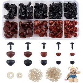 SUPERFINDINGS 2 Colors 5 Sizes 130 Pcs Plastic DIY Dog Nose Safety Triangle Nose for Bear DIY Craft Nose Width 8/9/11.5/14/16.5mm Doll Dog Puppet with 2 Size Washers (130pcs) Plush Toy Making and DIY Craft Thickness 14/15/16.5/18mm