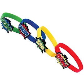 12 Superhero Rubber Bracelet Party Favours