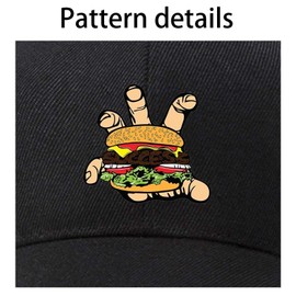 EDGMM Gorra de béisbol, unisex para papá, gorra deportiva para adultos ajustable, Mano de hamburguesa, Talla única