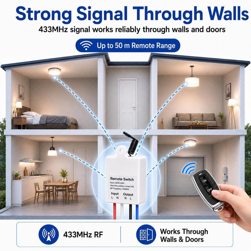 QIACHIP Wireless Switch with Remote Control 230 V, 433 MHz