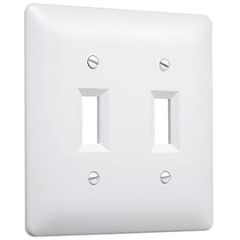 TayMac 4400W Paintable Double Toggle Light Switch Wall Plate Cover, White, 2-Gang