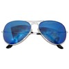 OWL Aviator Silver Metal Frame Sunglasses Full Mirror Lens Blue,