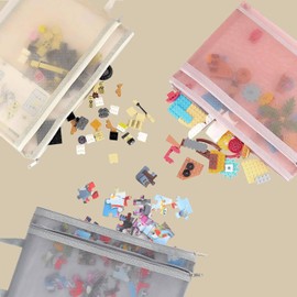 Ksrnsne 10 Pack Colored Double-Layer Mesh Zipper Pouch Bags, Building Block Sets Toy Storage & Organization 5Pcs A4+5Pcs A5 Easy Install