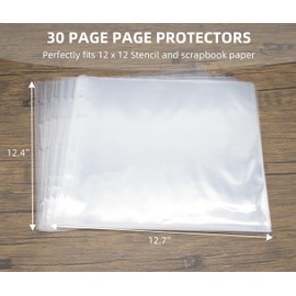 Stencil Storage Binder, 12x12 Binder with Sleeves - Folder with 30 Clear Sheet Protectors Holds 12x12 Stencil Size ，12 x 12 Presentation Book, Art Portfolio for Kids Artwork, Album for 12x12 Paper