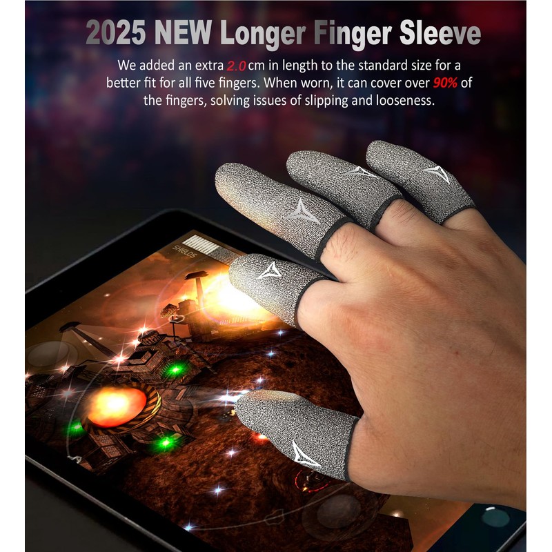 Professional Pure Silver Fiber Finger Sleeves Gloves for Mobile Gaming
