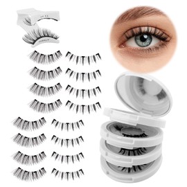 Fadlash Magnetic Eyelashes 4 Pairs No Glue Magnetic Eyelashes Natural Look Magnetic Eyelashes Reusable and Strong Hold Eyelashes Magnetic Lashes Without Eyeliner （KS02+XM1）