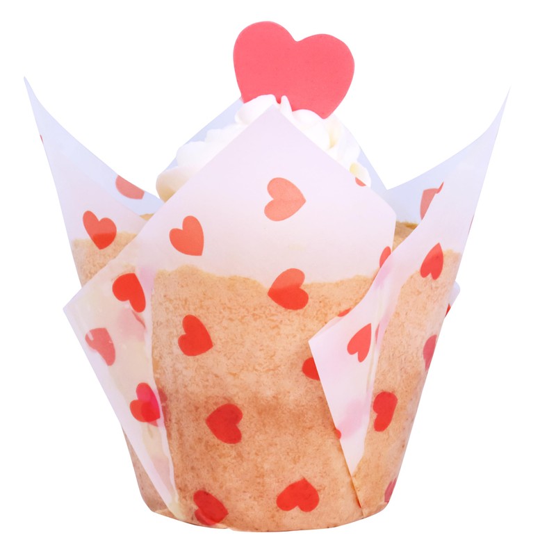 PME Valentines Tulip Muffin Cases - Love Hearts, Set of