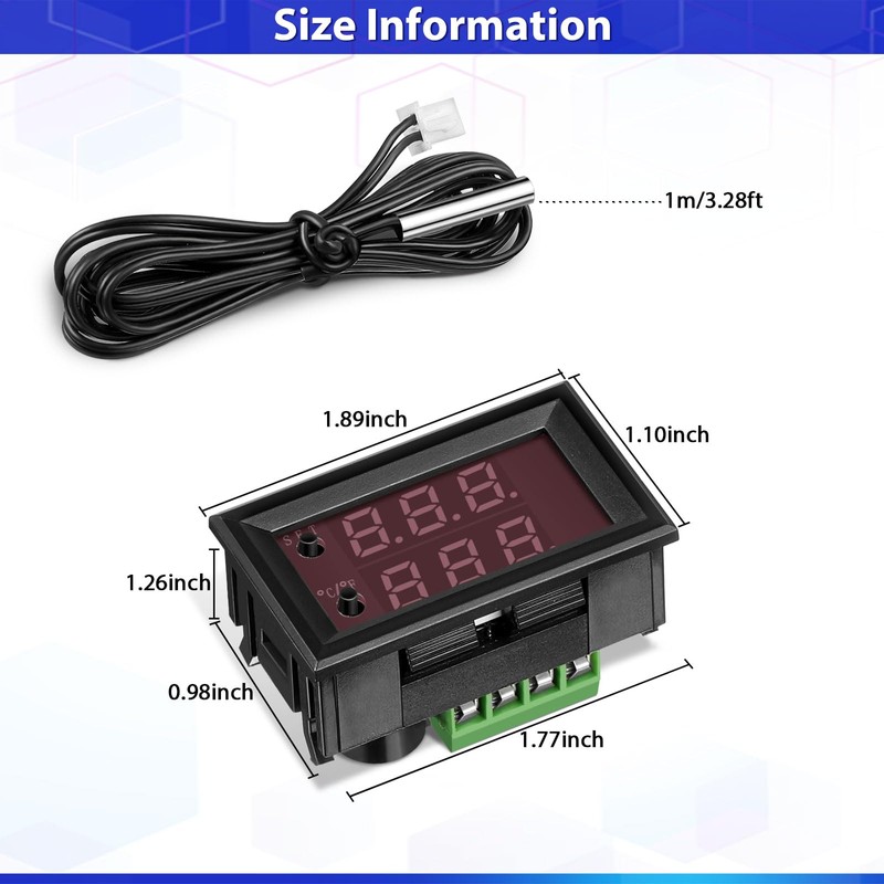 2 Pieces 12V Electronic Temperature Controller Programmable -50 to 110