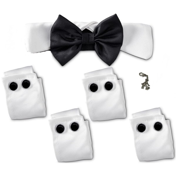 Pet Costume Wedding Formal Cuff and Bow Tie with Charm