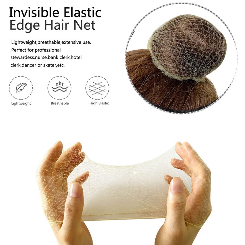 50 Nylon Invisible Hair Net 20" for ballet, sleep, women,
