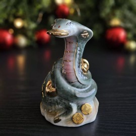 Decorative Ceramic Cobra Figurine with Gold Accents – Symbol of 2025 5.25"