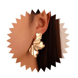 Inilbran Punk Exaggerated Flower Earrings Gold Flower Studs Earrings Vintage Metal Flower Earrings Irregular Flower Earrings Jewelry for Women and Girls