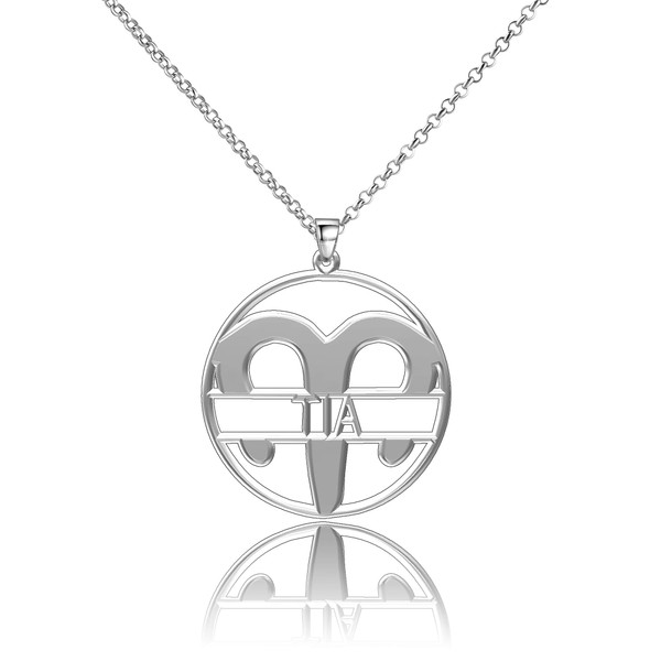 LoEnMe Jewelry Zodiac Signs Aries 925 Name Personalized Women Custom