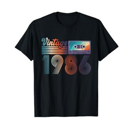 Vintage 1986 Cassette Tape 40th Birthday Gifts 40 Years Old T-Shirt