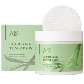 ANAI RUI Clarifying Toner Pads for Face, with Lactic Acid, Salicylic Acid, Witch Hazel, Facial Radiance Pads, Face Exfoliating Pad for Acne & Blemishes Clear, Balance Skin's PH, 50 Pads
