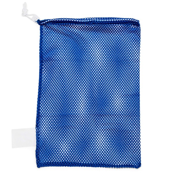 Champion Sports Mesh Sports Equipment Bag, Blue, 12x18 Inches - Multipurpose, Nylon Drawstring Bag with Lock and ID Tag for Balls, Beach, Laundry