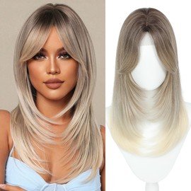 ELEVAVE Hair Toppers for Women with Thinning Hair, 20 Inch Toppers Hairpieces for Women with Middle Part Clip in Bangs 360° 3D Realistic Scalp Daily Use (Ombre Dark Root to Blonde)