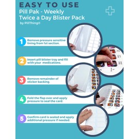 Generic Pill Pak - Weekly Twice a Day Blister Pack, Extra Large 14 Compartment Medication Organizer for 7 Days (5 Pack)