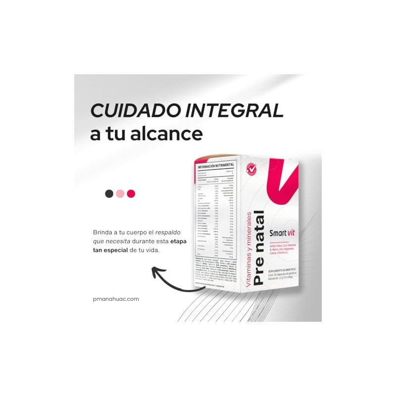 Smart Vit Vitaminas Minerales Pre Natal Mujeres Capsulas Suplemento Alimenticio