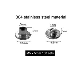 IDEALSV 304 Stainless Steel Chicago Screws M5x5mm 200 Pcs (100 Sets) Leather Rivets Screw Rivets Phillip Head Leather Bag, Book and Photo Album Binding Chicago Rivets Kits