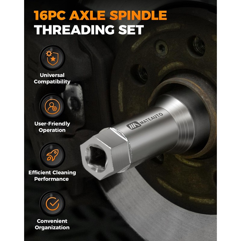 MateAuto Axle Spindle Rethreading Kit,16 Piece Precision Restorer Master Repair