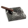 One Executive Solid Marble Square Cigar Ashtray (Zebra Black)