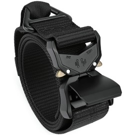 MOZETO Unisex Tactical Belt, Heavy Duty Military Belt with Quick-Release Metal Buckle for Outdoors, Work, Military, Casual Wear, Hunting - black