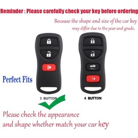 TECART Soft TPU Key Fob Fit for Nissan Armada Frontier Keychain Key Case Key Shell Accessories Protector 3 Button White