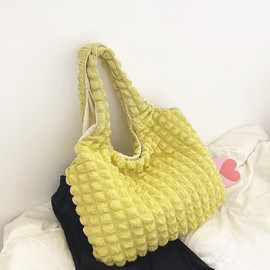 Anopo Women's Puffer Tote Bag Boho Handbag Padded Shoulder Bag with Cloud Bubble Design Soft Lightweight, yellow