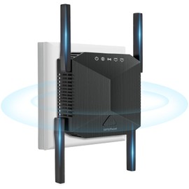 DOBWGXZ Internet Booster, WiFi Extender with Ethernet Port, 4 Antennas WiFi Booster Range Extender, Home Wireless Signal Booster, Compatible with All WiFi Routers (Black) (Black)