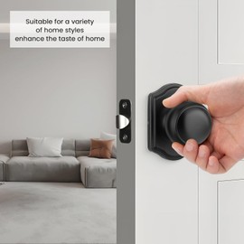 goldenwarm Closet Door Knob with Lock, Black Door Knobs Passage Doors Lock, Reversible Handle with Lock for Left or Right Keyless Bathroom/Bedroom,Modern Home Décor