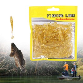 Lures, 50PCS Fishing Lures Baits Set,Plastic Soft T-Tail Bait£¬ 9 Colors Grub Worm Baits Fish Tackle Accessory (Golden) Fishing Lures