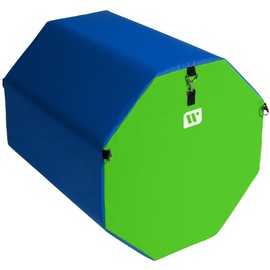 We Sell Mats Gymnastics Octagon Skill Shape Tumbling Mat, Somersault Backbend Trainer for Gymnastics, Cheerleading and Martial Arts, Lime Green / Blue, (Medium) 24 in x 24 in x 26 in