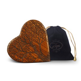 ZIYA Wooden Heart Keepsake Tree Urn, Small Cremation Urn for Human Ashes Adult Male or Female Memorial Funeral Remains Container, Mini Decorative Urn Box for Men, Women Either Dog, Cat or Any Pets