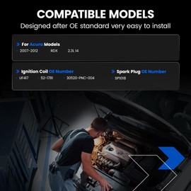 SYKRSS Set of 4 Ignition Coil Pack UF417 and Iridium Spark Plugs SP1018 4 Pack Compatible with Acura RDX 2007 2008 2009 2010 2011 2012 2.3L TSX 2004-2008 2.4L l4 Replaces 52-1781 30520-PNC-004